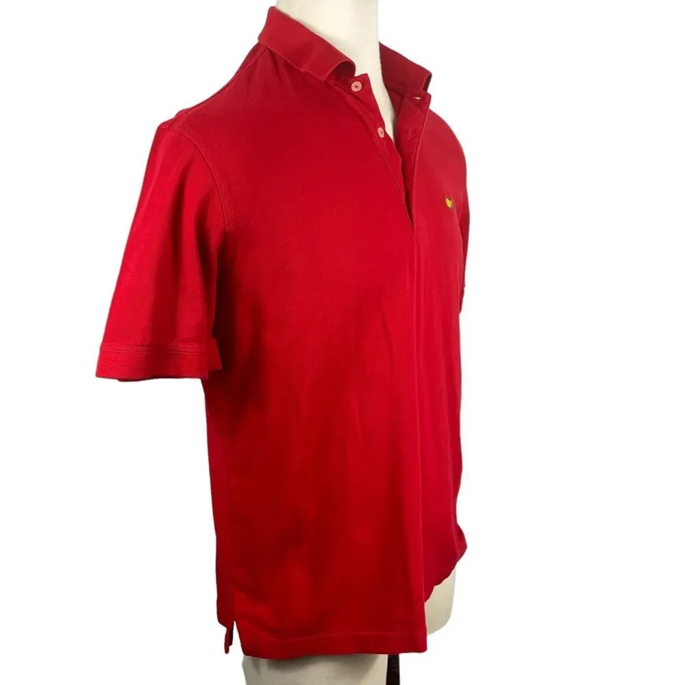 Men's Masters Collection 100% Pima‎ Cotton Red Polo Embroidered Logo Large - Picture 4 of 9
